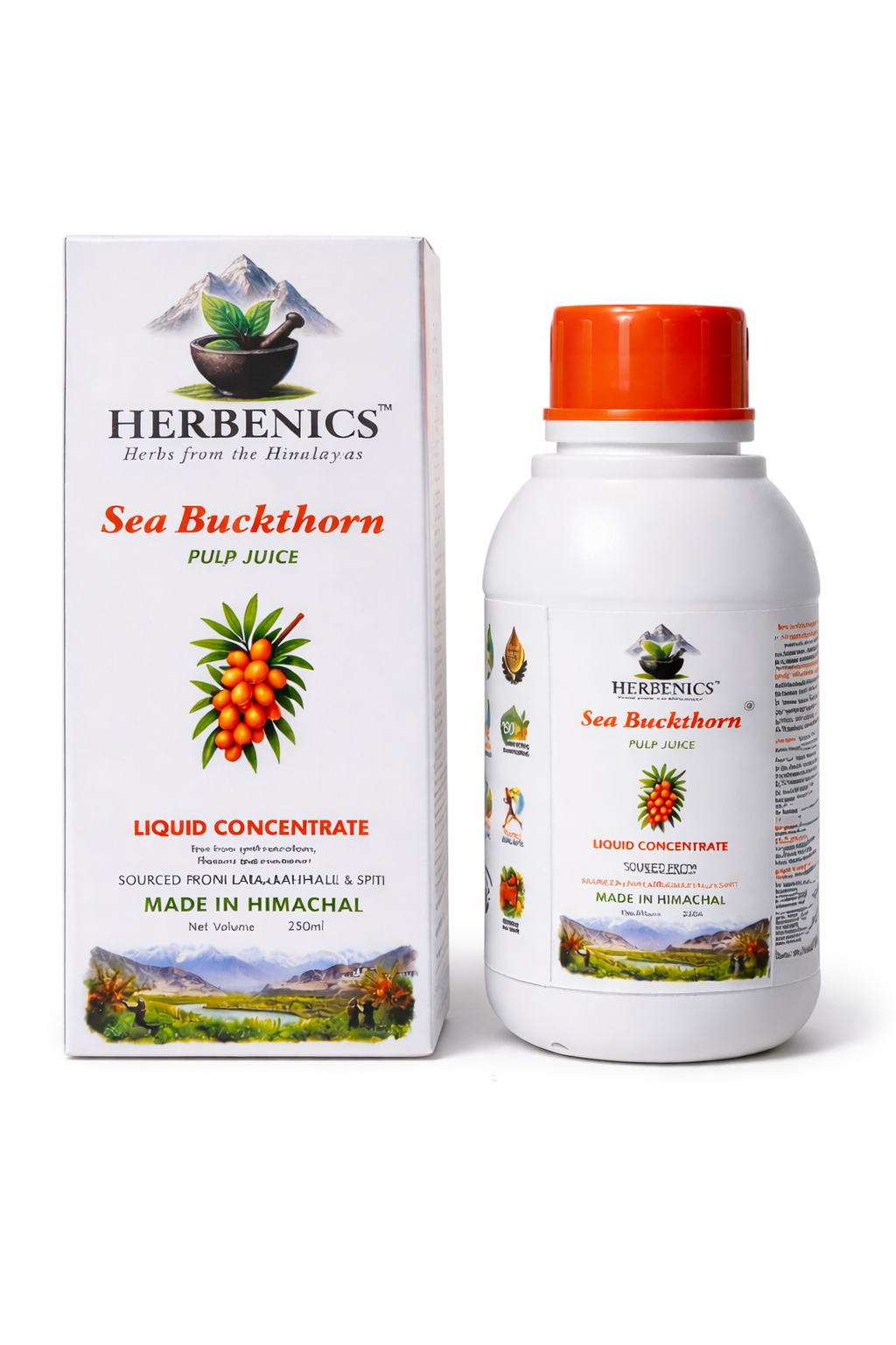 Seabuckthorn Made in Himachal Pulp Juice, Liquid Concentrate 250ML