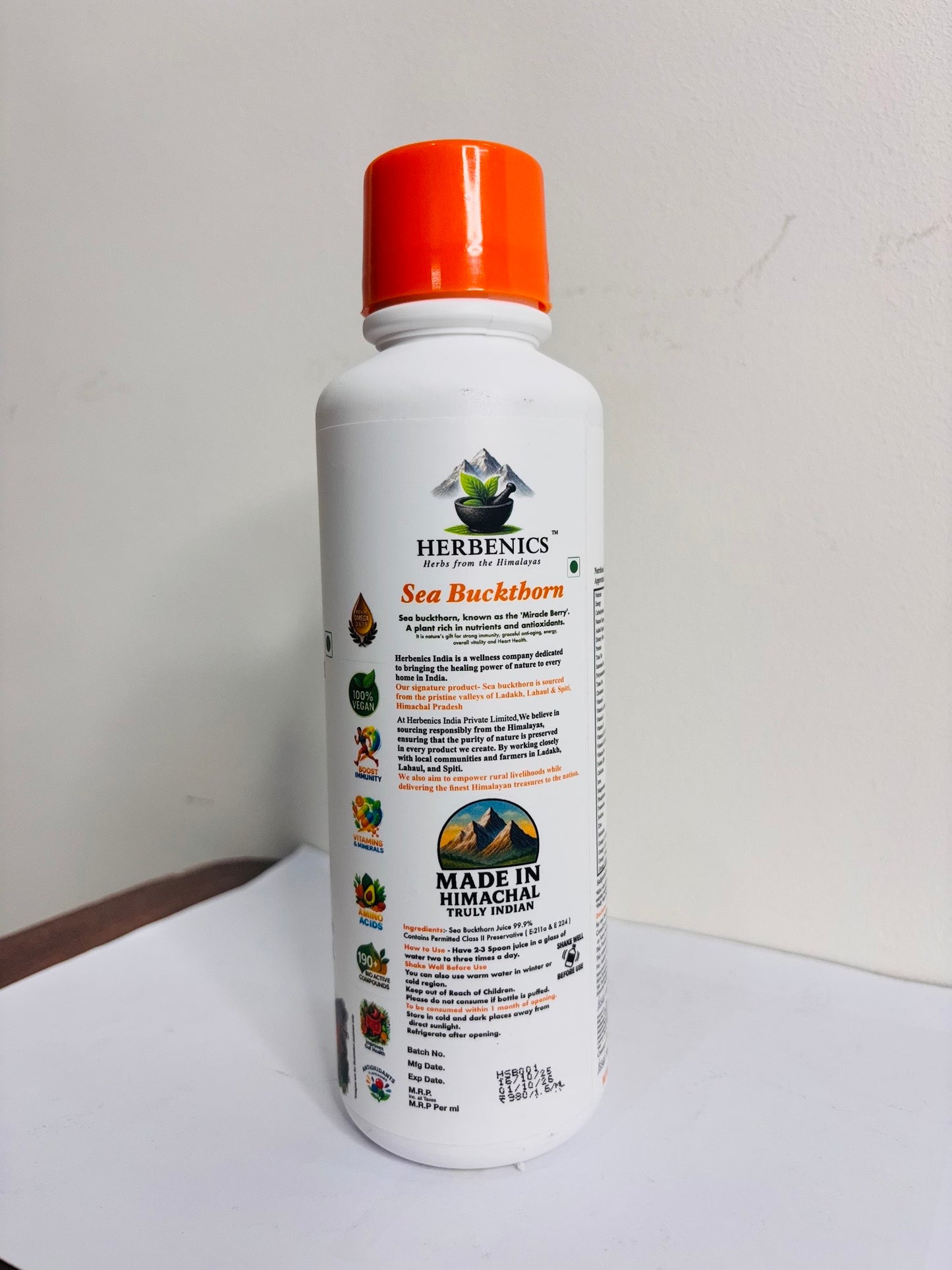 Sea Buckthorn Made In Himachal Pulp Juice, Liquid Concentrate 500ml